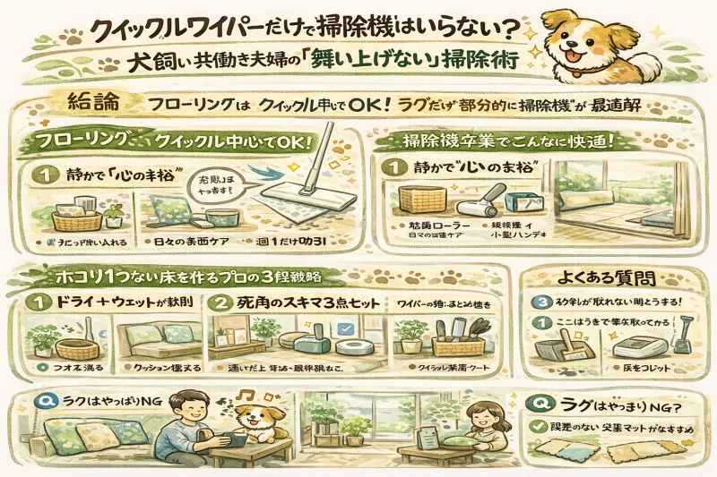 クイックルワイパーだけで掃除機はいらない？